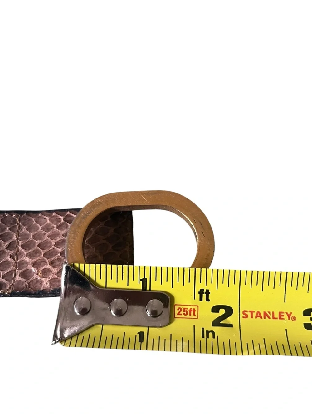 Lacavera Italy Python Embossed Leather Belt Brown Oval Buckle 35 in